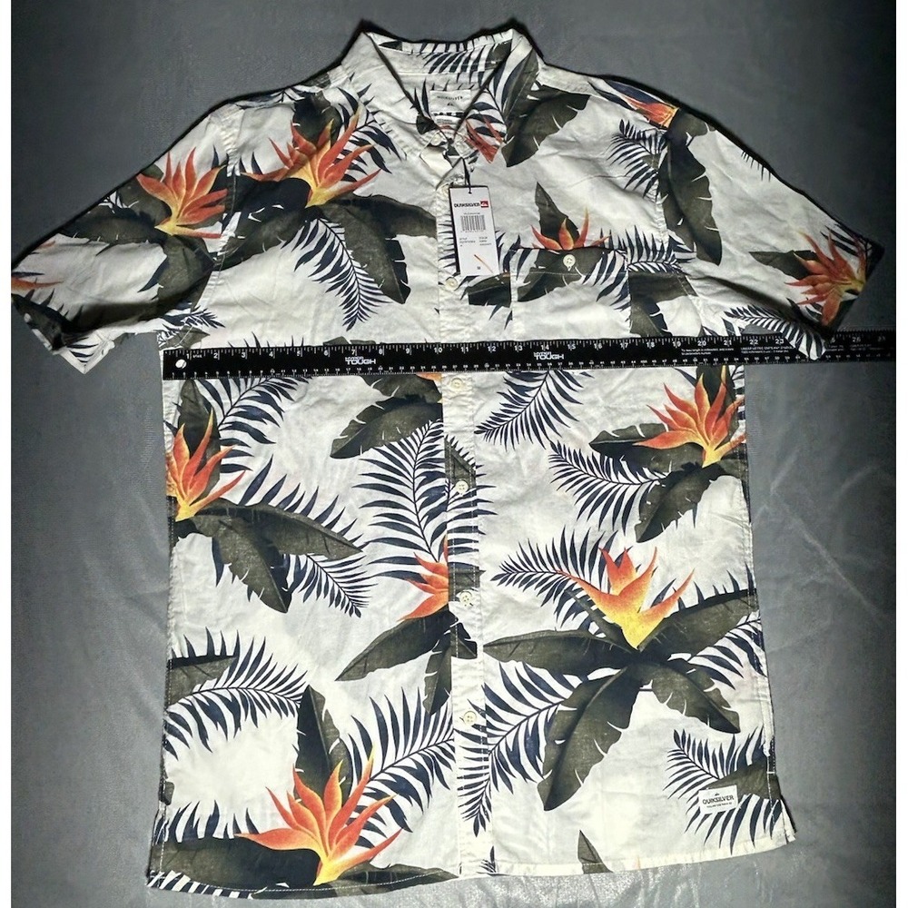 Quiksilver Poolsiders Short Sleeve Shirt Small Snow White New With Tags - Picture 5 of 13